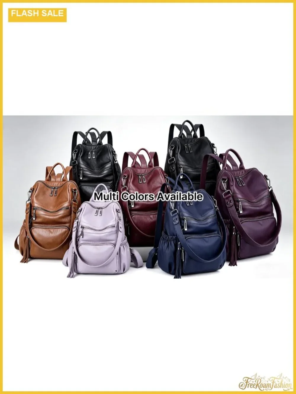 Vegan Leather Travel Backpack Purse with Tassel, 10 Pockets, for Women